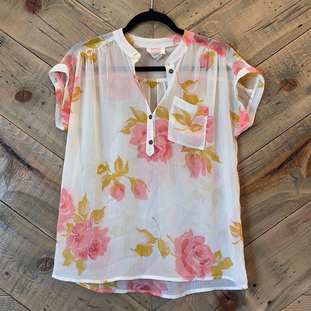 Quicksilver Sheer Floral Blouse XS